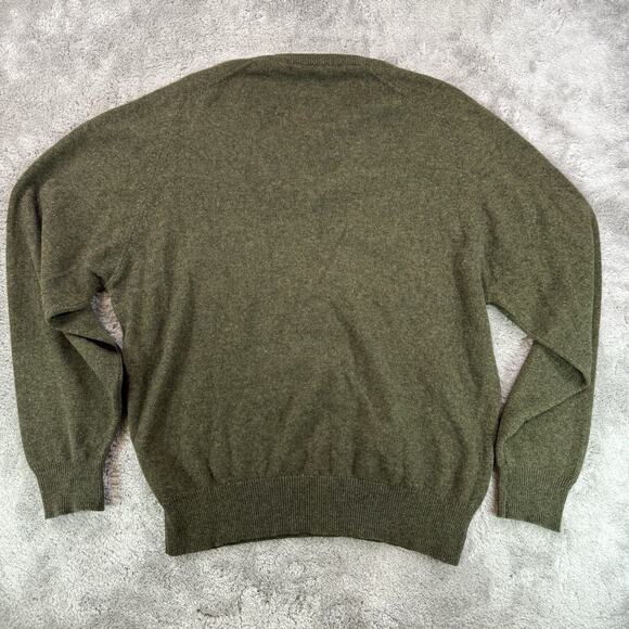 Brooks Brothers 100% Cashmere Sweater Men’s 42 M Green V-Neck Knit Made in GB - Picture 3 of 9